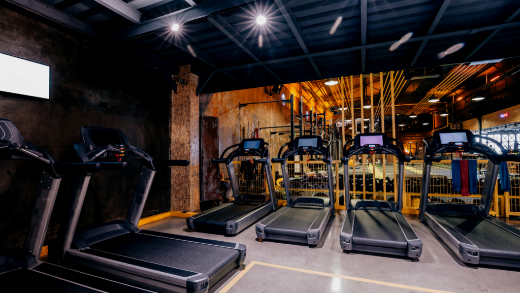 treadmills dark warehouse
